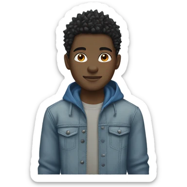 black haitian teenage male with spiky black hair gray jacket and muted blue headband sticker