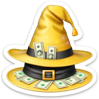 gorro de magia lleno de dolares sticker
