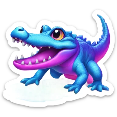 Lisa Frank, rainbow cute alligator  sticker