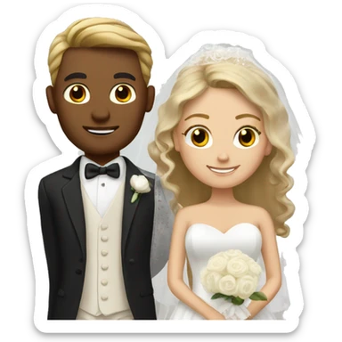White groom and tan bride sticker