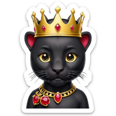 Big black panther and little black panther wearing gold and ruby crowns sticker