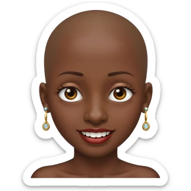 Make a emoji of a person with dark skin and has a nose ring and has a bunch of small earrings and a big earring and who has a gap between her two front teeth and with no hair sticker