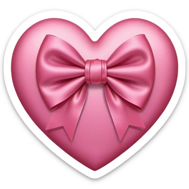 pink bow around heart sticker