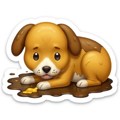 the dog is vomiting on the floor sticker