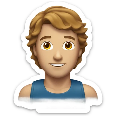 white man with brown hair swimming sticker