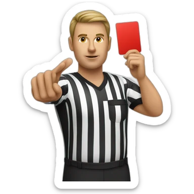 white referee with red card sticker