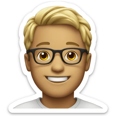 smiling boy in glasses sticker