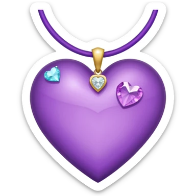 purple heart with diamond necklace around it sticker