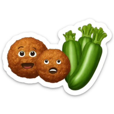 Zucchini and two meatballs sticker