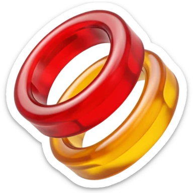 emoji de 2 gomitas en forma de aro una colo rojo y otra amarillo de muy gruesas  sticker