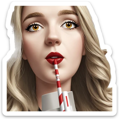 blonde girl with red lips sticker