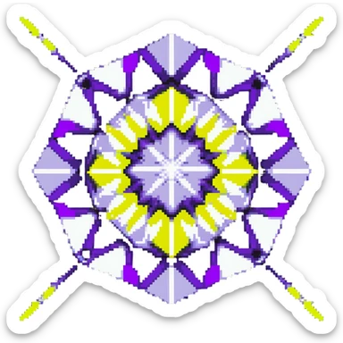 kaleidoscope effect with 6 facets, black, white, and neon yellow sticker