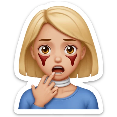 a girl that looks mad while choking  herself￼ sticker
