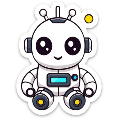 adorable little robot with blinking lights sticker