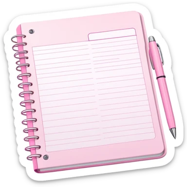 Light Pink Planner open notebook with pink pen sticker