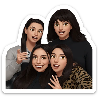 playful girls selfie moment sticker
