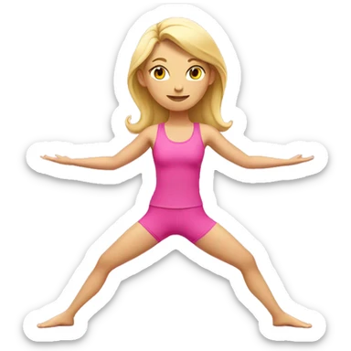 blond girl doing a yoga pose with a pink sports outfit  sticker