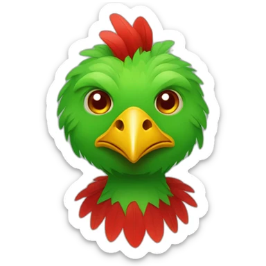 green chicken man with red thing under his kin sticker