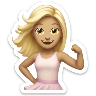 smiling girl with blonde hair dancing sticker