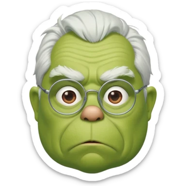 Grinch grand father with white ghair and with glasses sticker