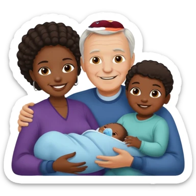 Old white man younger black women and baby sticker