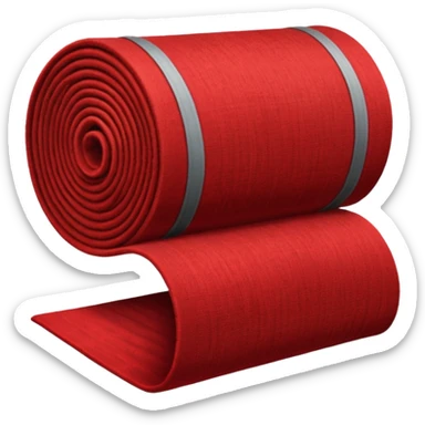  A full red rug, rolled up, once sticker