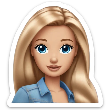 Barbie long brown hair blue eyes sticker
