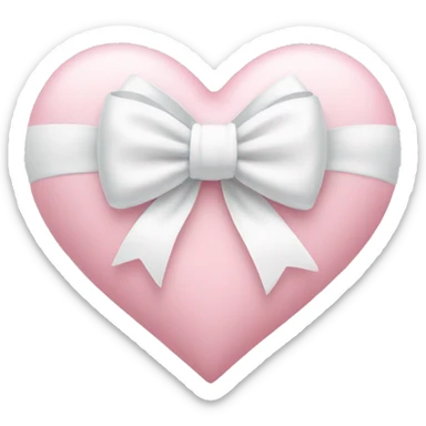 Pastel pink heart with white bow sticker