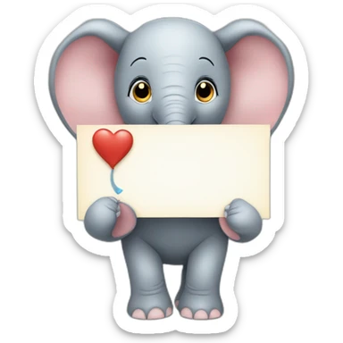 Animated baby elephant holding a sign with "#1 Fan" on it sticker