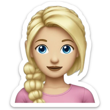Blue eyes blonde girl bangs and ponytail sticker