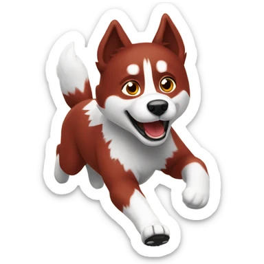 Red husky running sticker