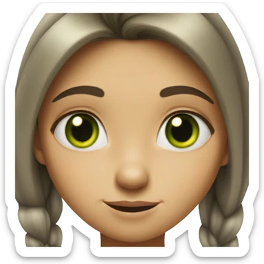 a girl with green eyes and emotions on her face like the cat from Shrek sticker