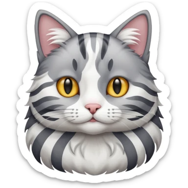 gato con rayas blancas y grises, distintos tonos  sticker