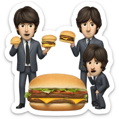 The Beatles eating a burger sticker