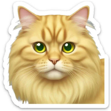 Persian yellow cat with long fur with big green - yellow eyes sticker