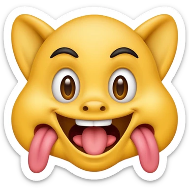 dopey face emoji, silly and wild, tongue out, eyes looking in different directions, big goofy smile sticker