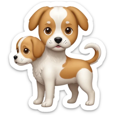 a full body white beagle x maltese x chi dog the size of a kelpie with light brown ears and a light brown patch on one eye sticker