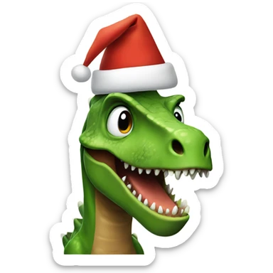 annoying dinosaur with christmas hat sticker