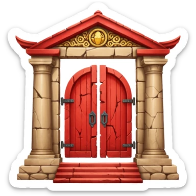 Cracked Temple gate red sticker