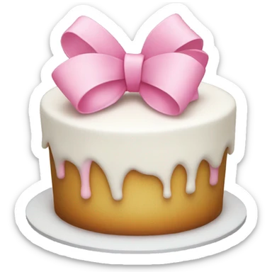 White cake with a pink bow  sticker