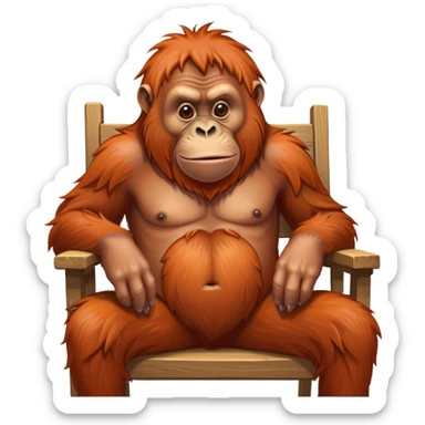Ugly orangutan on a week chair that look autistic sticker
