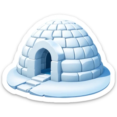 A traditional snow igloo on a vast snowy plain under a clear blue sky. Soft sunlight casts gentle shadows across the snow. The igloo has a small entrance tunnel and compacted snow blocks forming its dome. Realistic Arctic environment, calm winter feeling. Negative: Background transparent. sticker