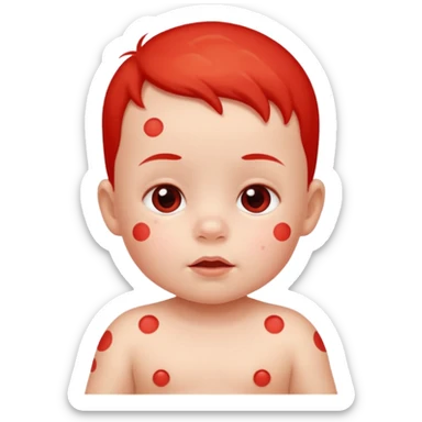 bebe com bolinhas vermelhas pequenas pelo corpo  sticker