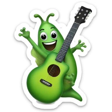 Happy green slug playing guitar sticker