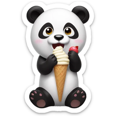 Panda eating ice cream sticker