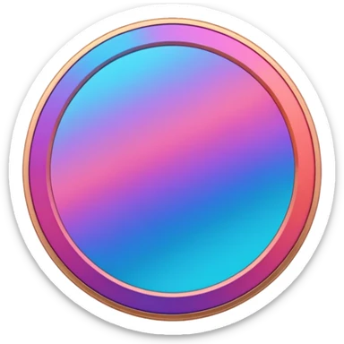 
coin color in in gradient of turquoise, blue, pink, purple, and coral metal texture
Rotate coin 125 degree  3d effect sticker