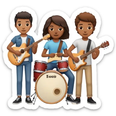 group of indie musicians with guitars, keyboards, and drums sticker