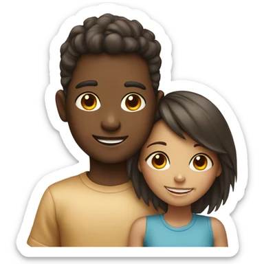 smiling girl and boy portrait sticker