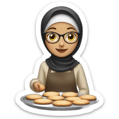 hijabi girl with glasses baking some cookies sticker