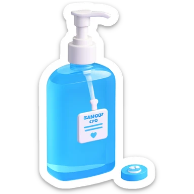 blue Touchland hand sanitizer, 3D style, vibrant, product icon sticker